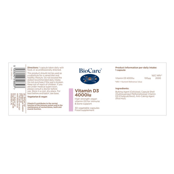 Vitamin D3 4000iu 30 Capsules