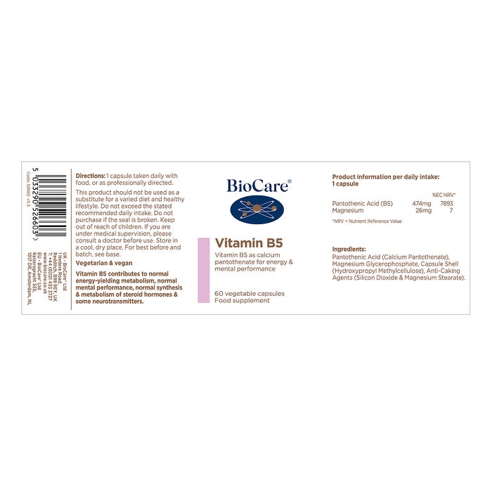 Vitamin B5 60 Capsules