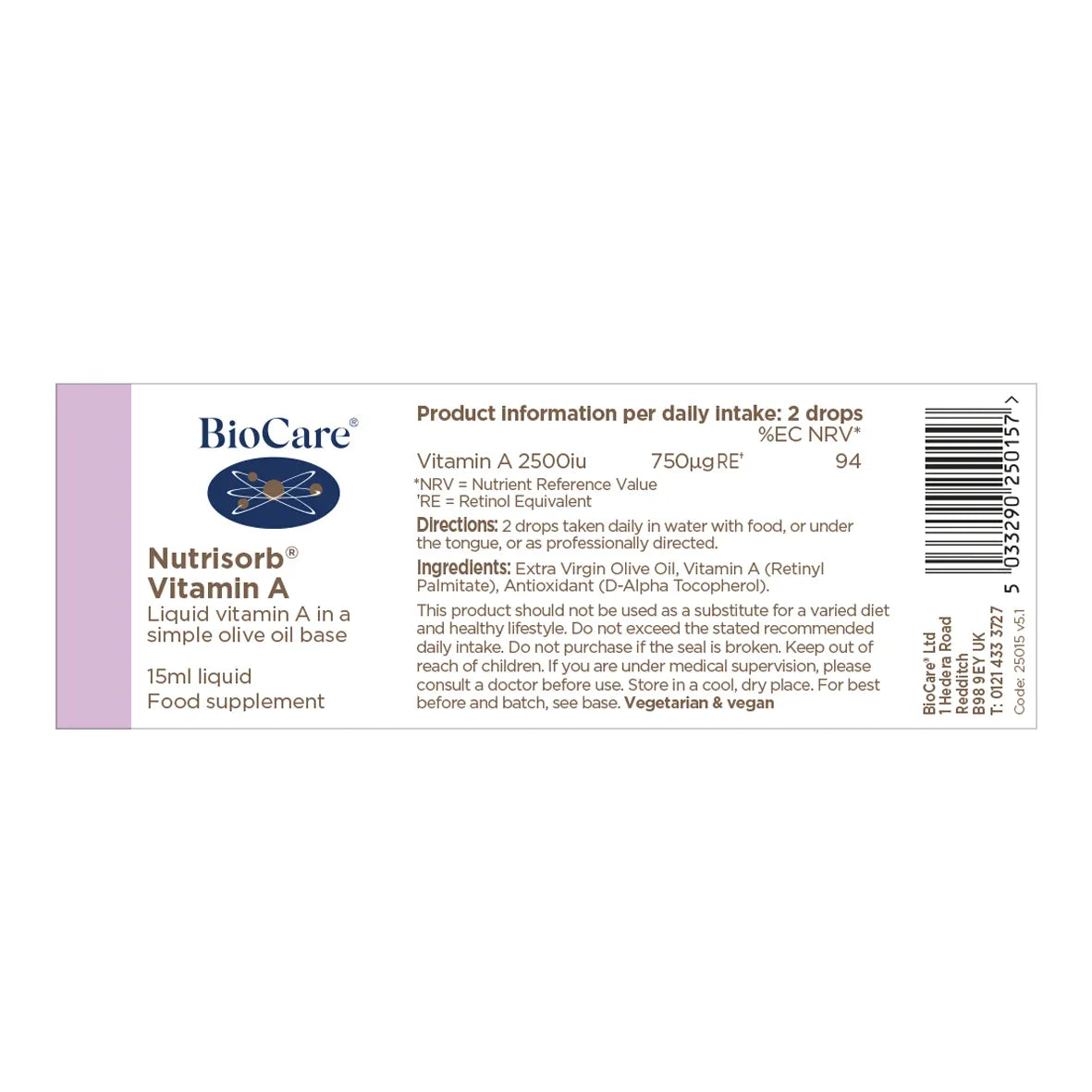 BioCare Nutrisorb Vitamin A for vision, skin, and immunity

