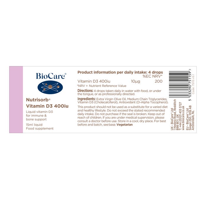Nutrisorb® Vitamin D3 400iu 15ml
